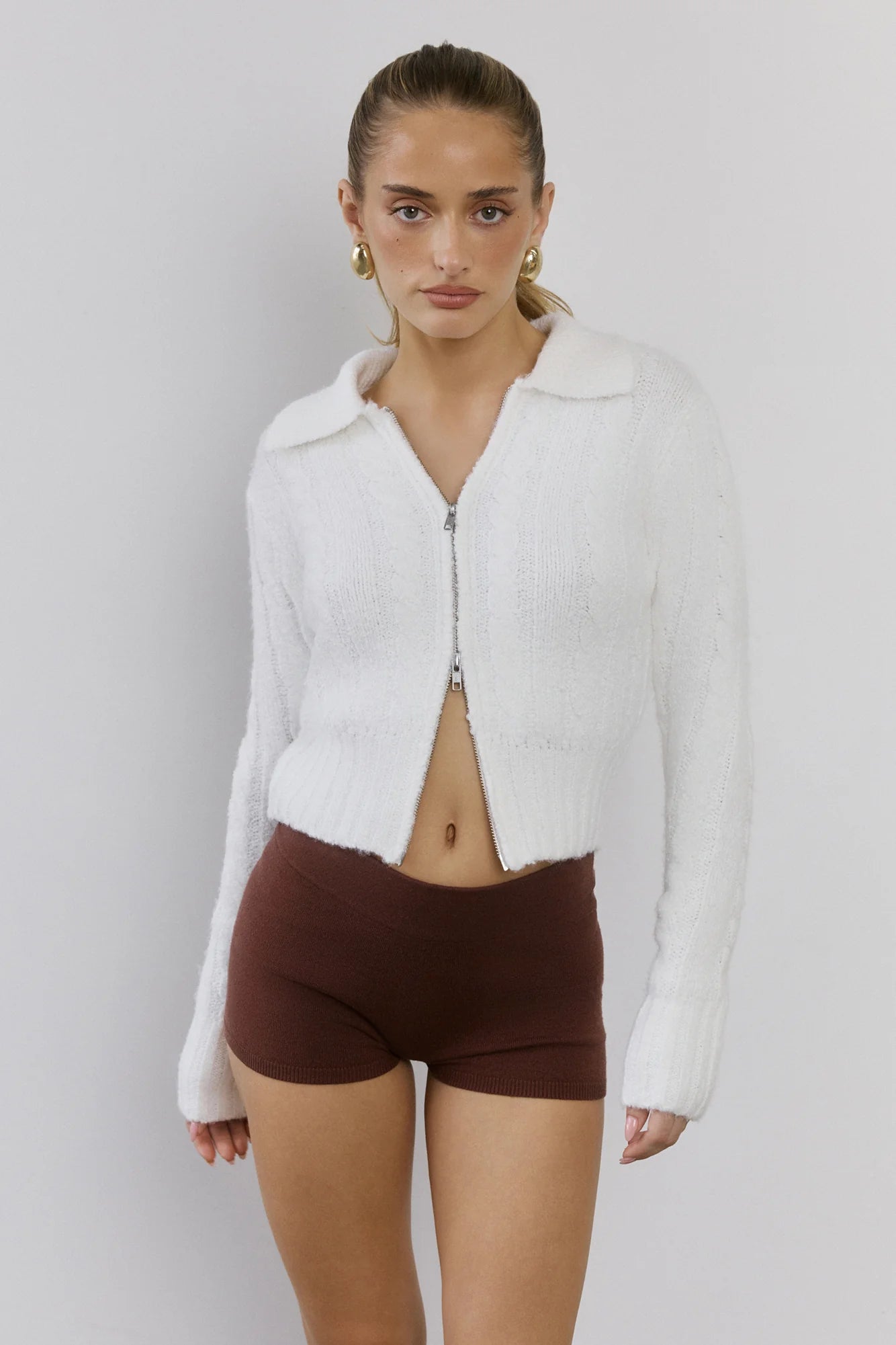 Winter Love Story Cable Knit Cardigan White