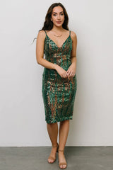 Michelle Sequin Midi Dress | Green Multi