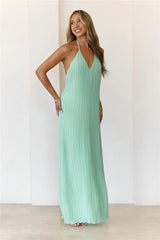 Coastal Euphoria Halter Maxi Dress Green