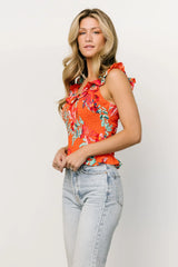 Gia Smocked Tank Top | Orange Multi