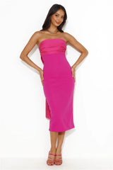 Gift To Wrap Strapless Midi Dress Fuchsia
