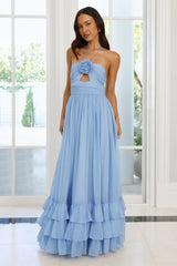 Enchanted Bloom Halter Maxi Dress Blue