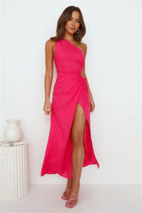 What's Your Name One Shoulder Maxi Dress Hot Pink