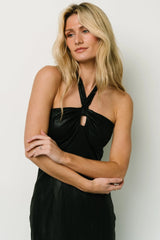 Leia Halter Midi Dress | Black