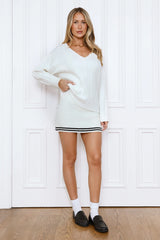 When In London Cable Knit Sweater White