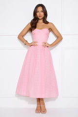 City Of Stars Strapless Embroidered Midi Dress Pink