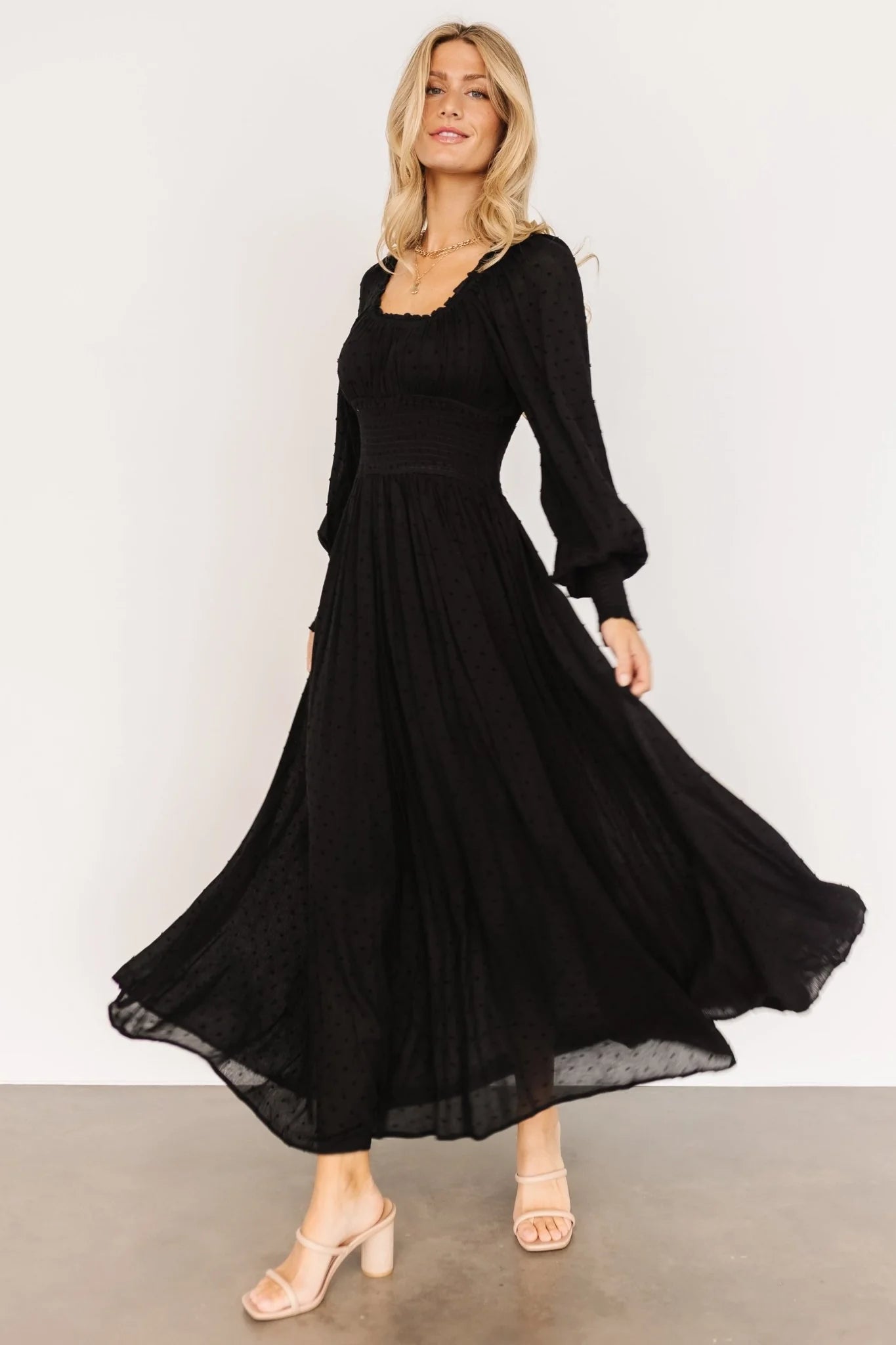 Renata Dot Maxi Dress | Black