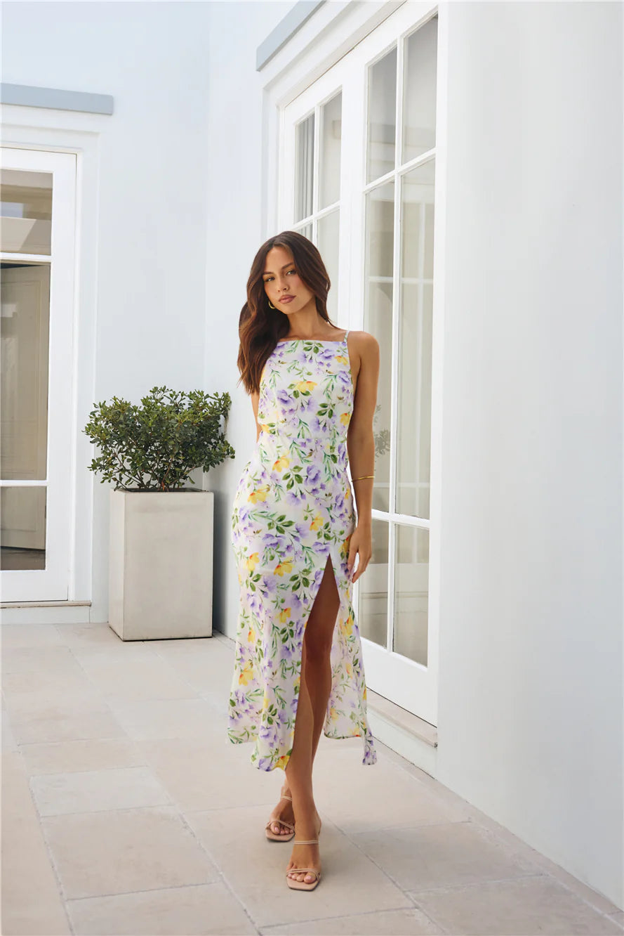 Vivid Garden Midi Dress Print