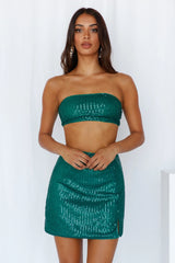 Universal Love Crop Teal Sequin