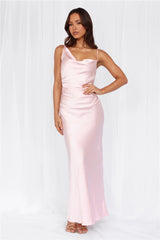The Madeline Cowl Satin Maxi Dress Pink
