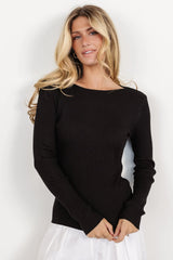 Morris Ribbed Knit Top | Black