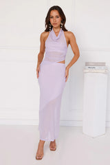City Based Mesh Maxi Skirt Lilac