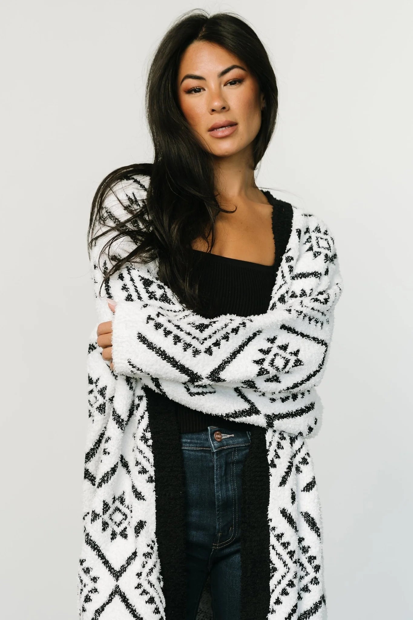 Jay Oversized Cardigan | White + Black