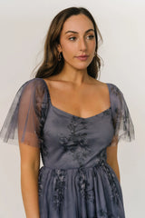 Gwyneth Tulle Midi Dress | Slate Blue Multi