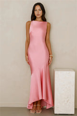 Bespoke Beauty Satin Maxi Dress Pink