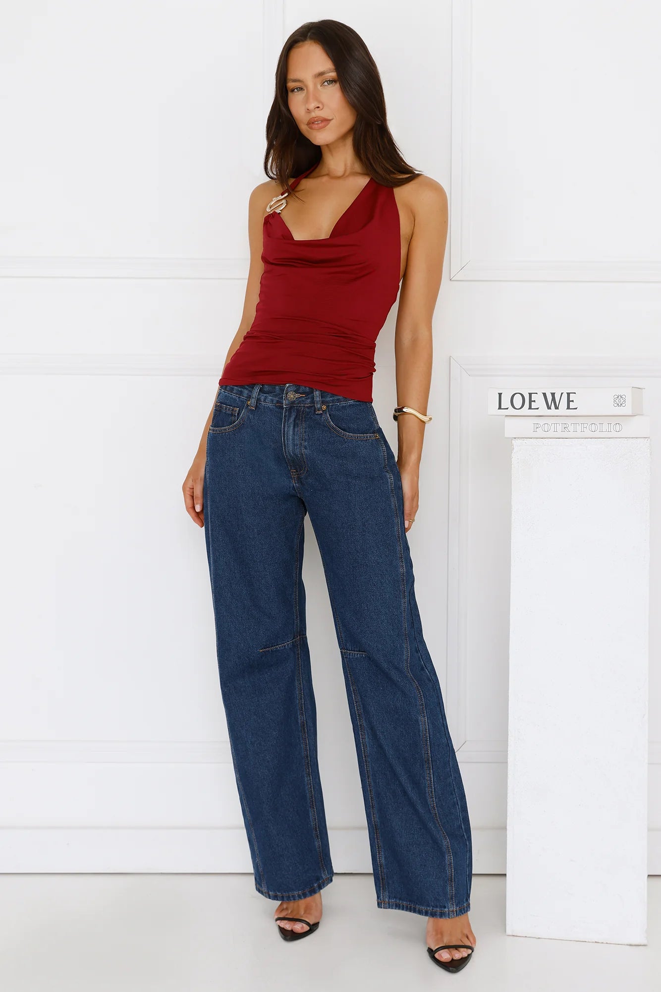 Billionaire Babe Halter Top Burgundy