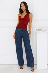 Billionaire Babe Halter Top Burgundy