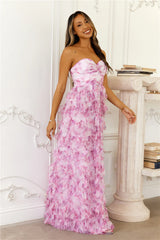Festival Of You Strapless Tulle Maxi Dress Fuchsia