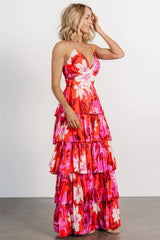 Capriana Tiered Maxi Dress | Red Multi