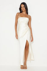 Best Friends Wedding Satin Midi Dress Champagne