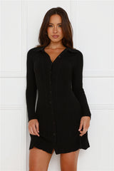 City Strolls Knit Long Sleeve Mini Dress Black