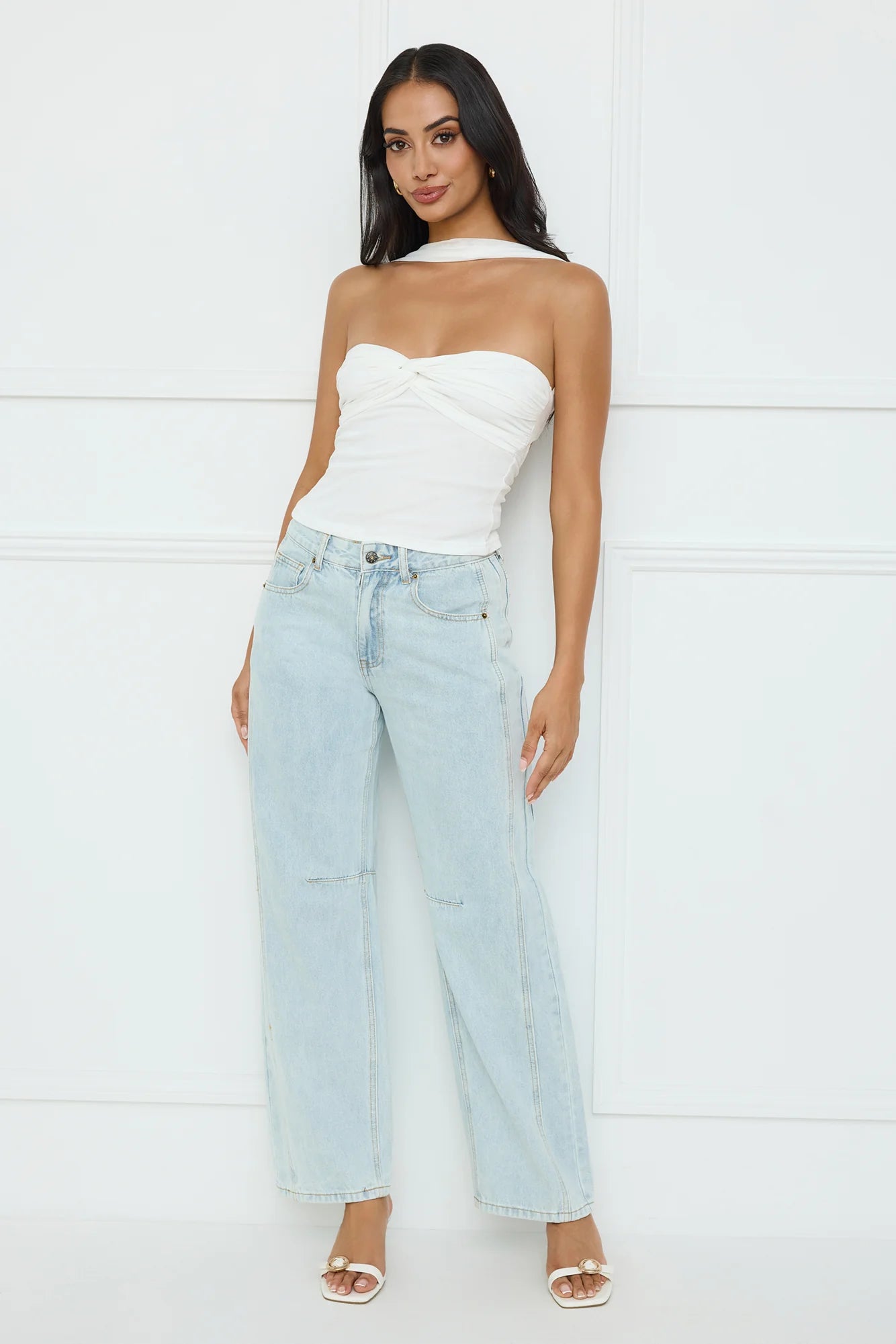 Club Luxe Mesh Halter Top White
