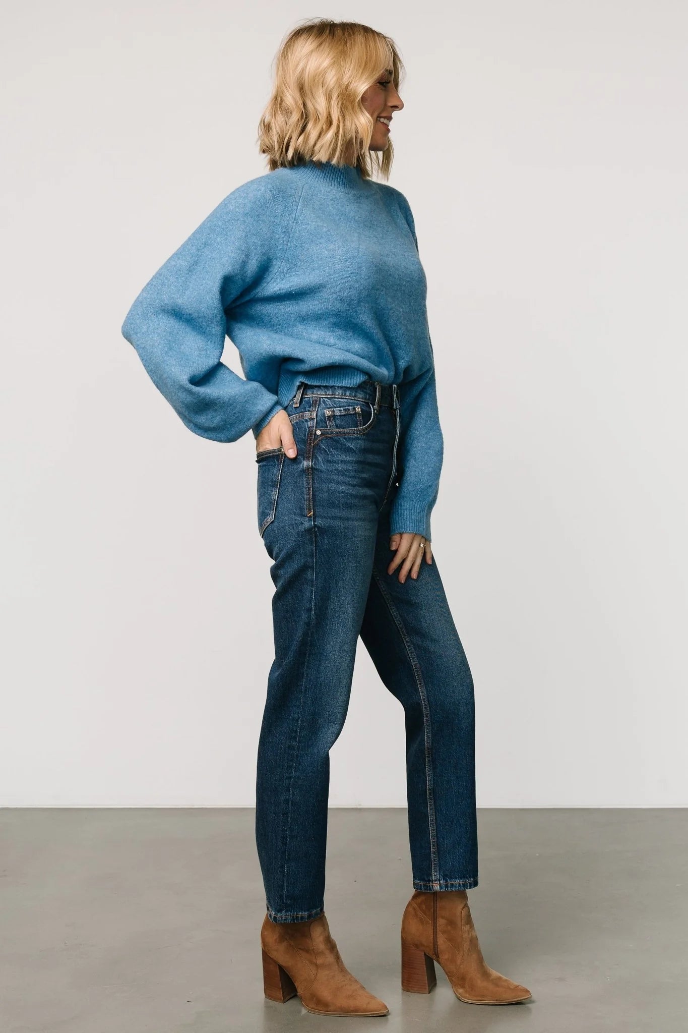 Bronson Mock Neck Sweater | Blue