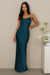 The Samara Satin Maxi Dress Teal