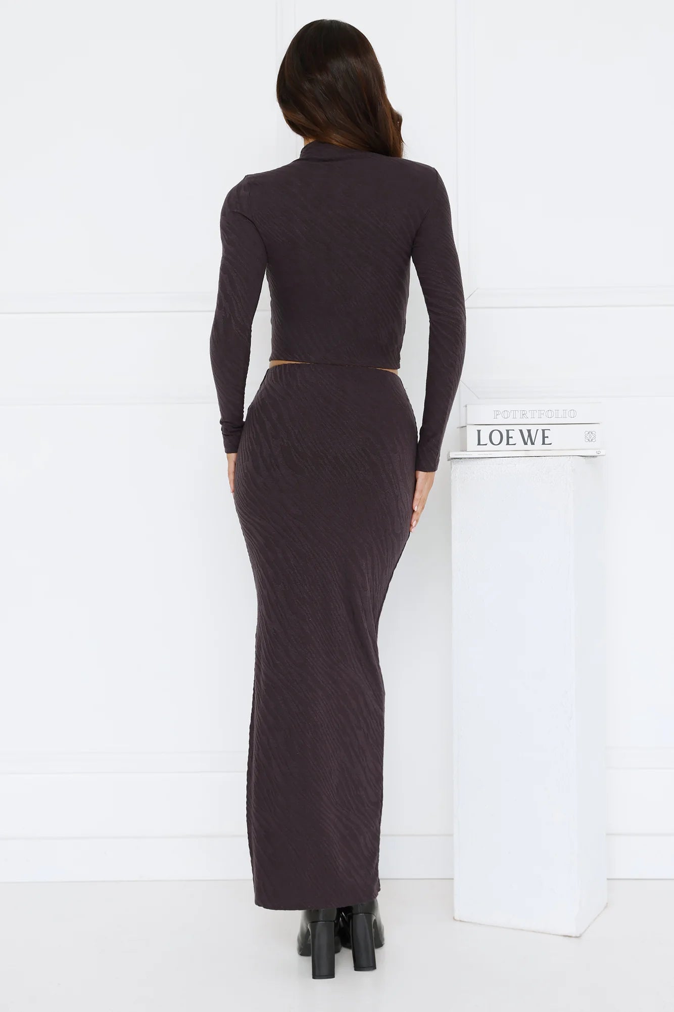 Velvet Whispers Maxi Skirt Grey