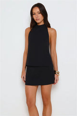 Clean Slate Tailored Halter Top Black