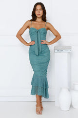 Dainty Design Mesh Midi Dress Green