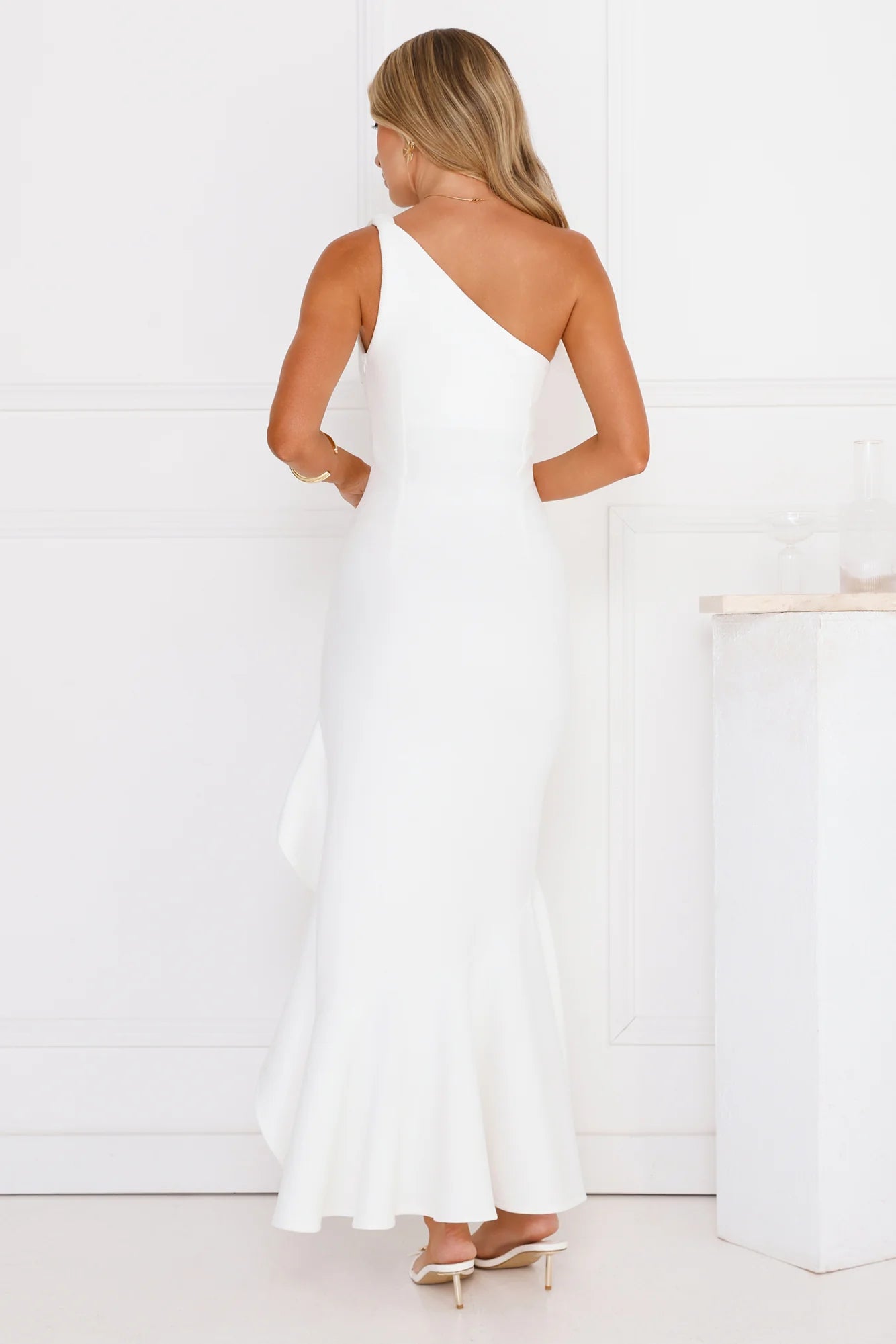 Go To Girl One Shoulder Maxi Dress White
