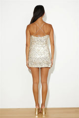 Want Me Sequin Mini Dress Gold