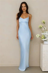 The Samara Satin Maxi Dress Blue