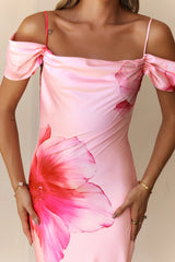 Berry Swirl Satin Maxi Dress Pink