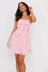Wildflower Energy Strapless Mini Dress Pink