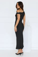 Xenia Off Shoulder Midi Dress Black