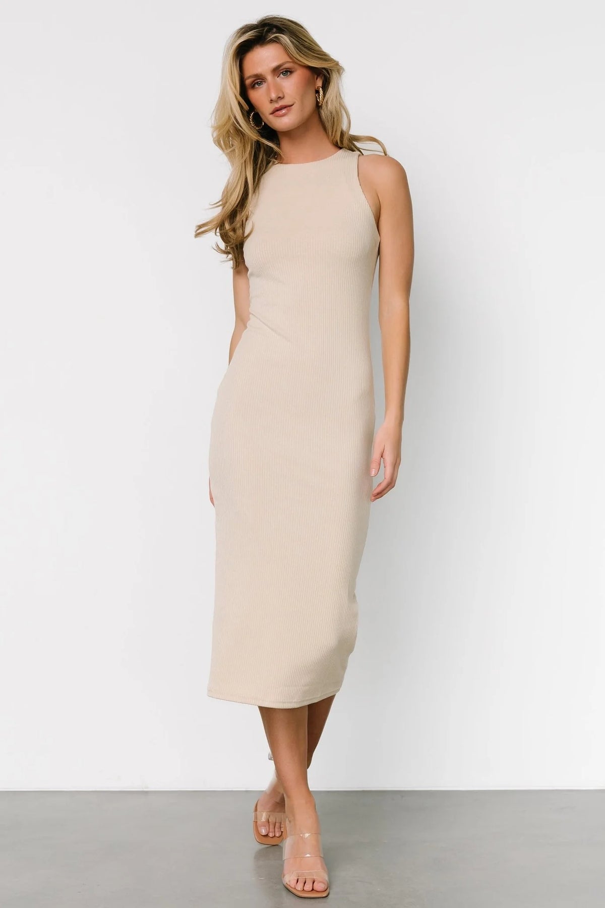 Ashley Ribbed Tank Dress | Natural