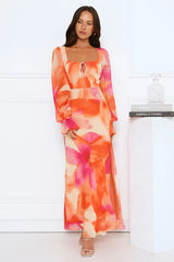 Desert Twilight Long Sleeve Maxi Dress Orange