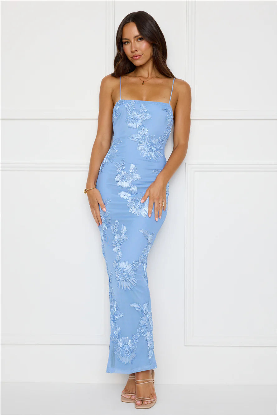 Amber Zest Mesh Maxi Dress Blue