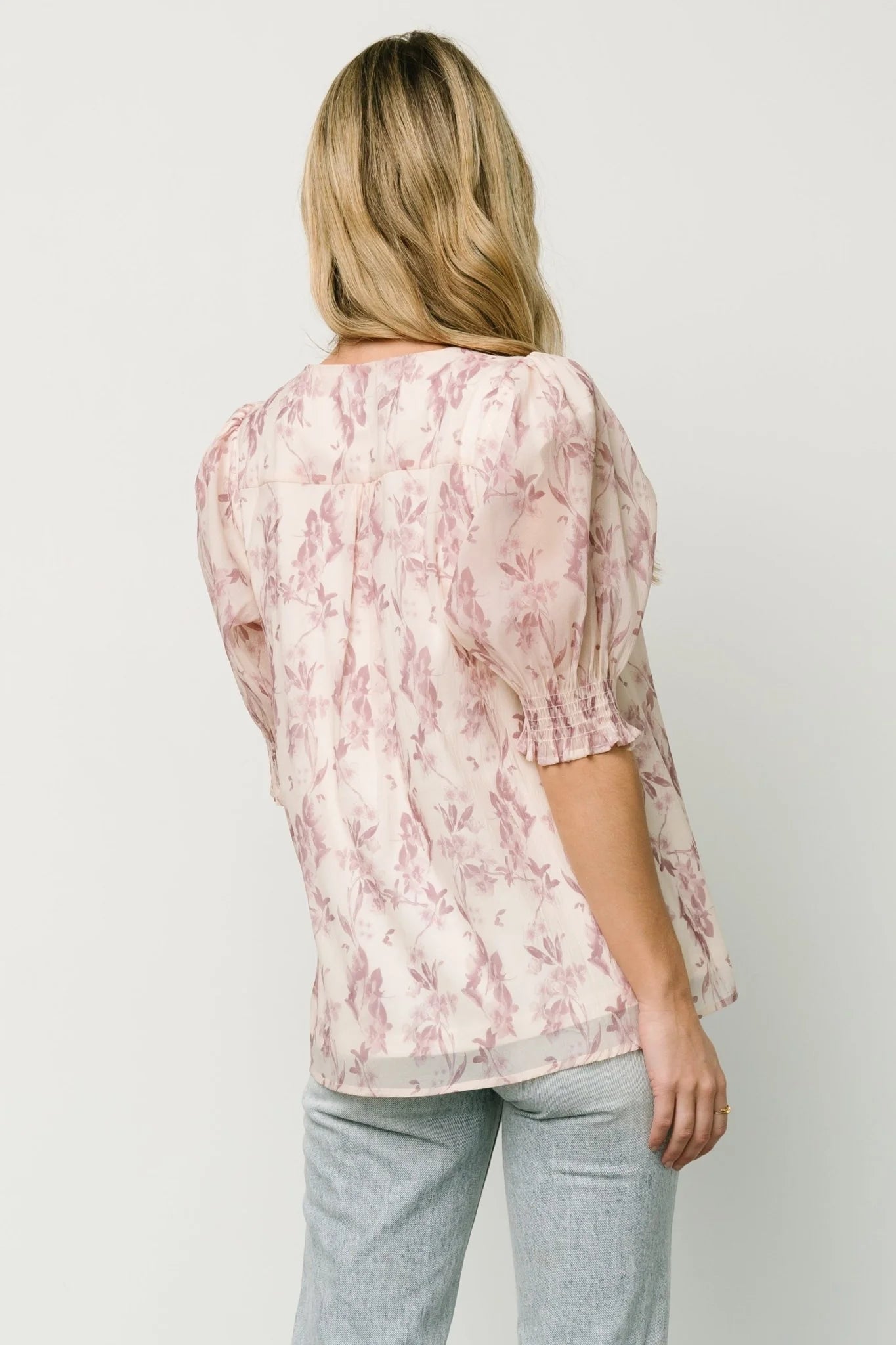 Cordova Top | Beige + Mauve Floral