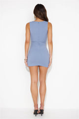 Feel The Mood Ribbed Mini Dress Blue