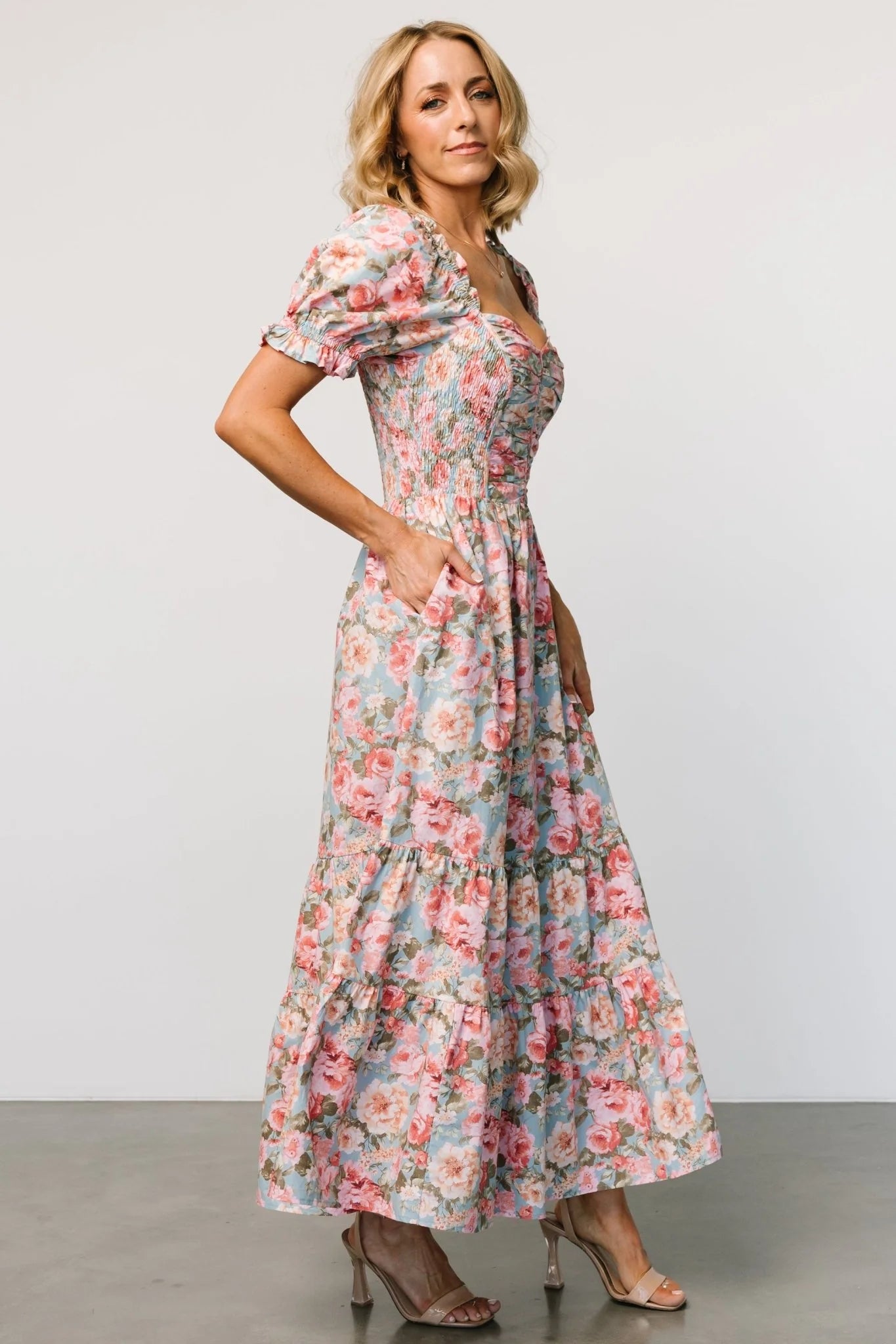Tiana Maxi Dress | Vintage Blue + Pink Floral