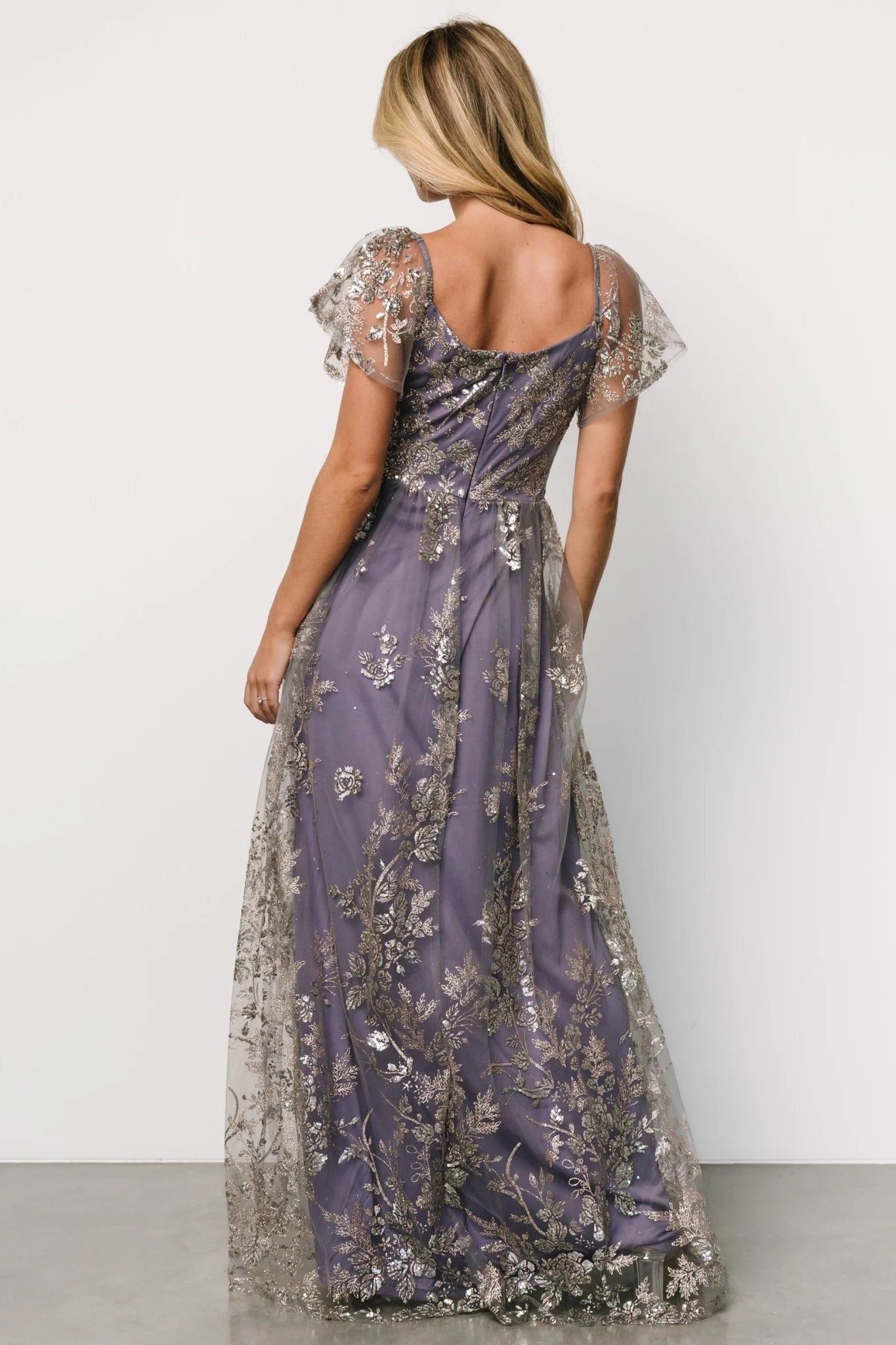 Corinne Shimmer Maxi Gown | Blue + Rose