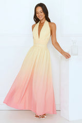 Angel Bloom Halter Maxi Dress Yellow