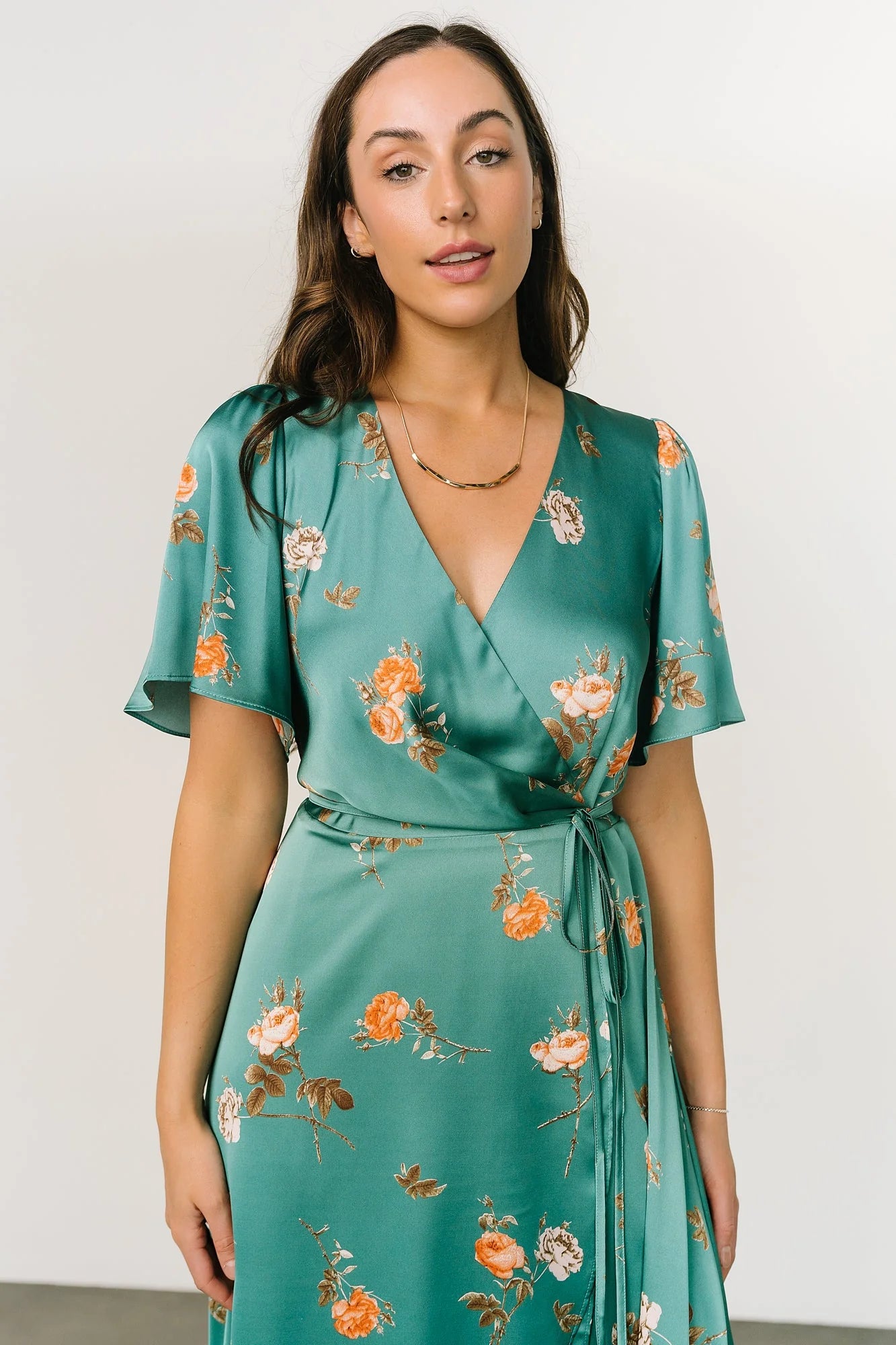 Amara Wrap Dress | Green + Coral Floral
