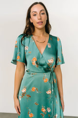 Amara Wrap Dress | Green + Coral Floral