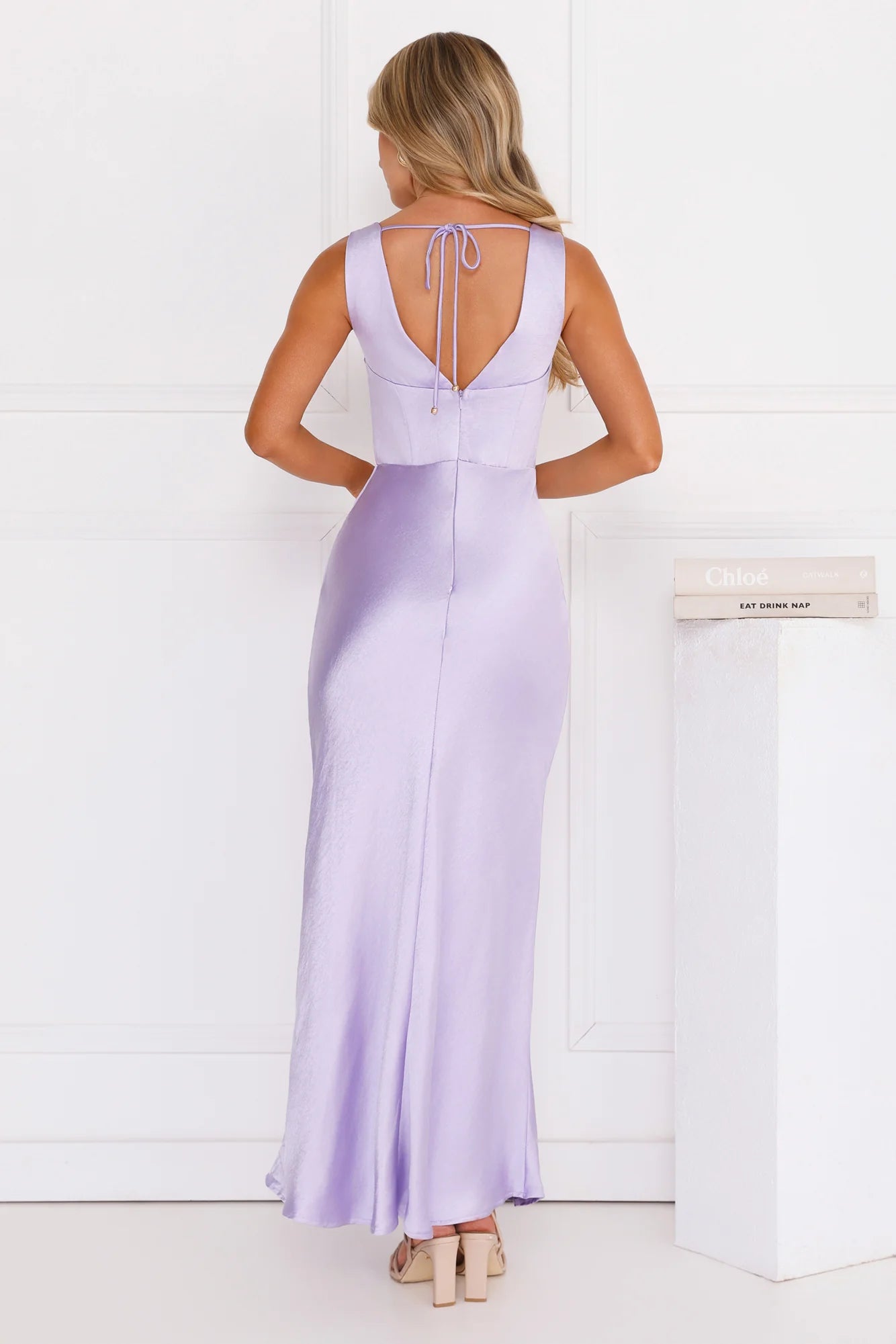 Crystal Luxe Satin Maxi Dress Lilac