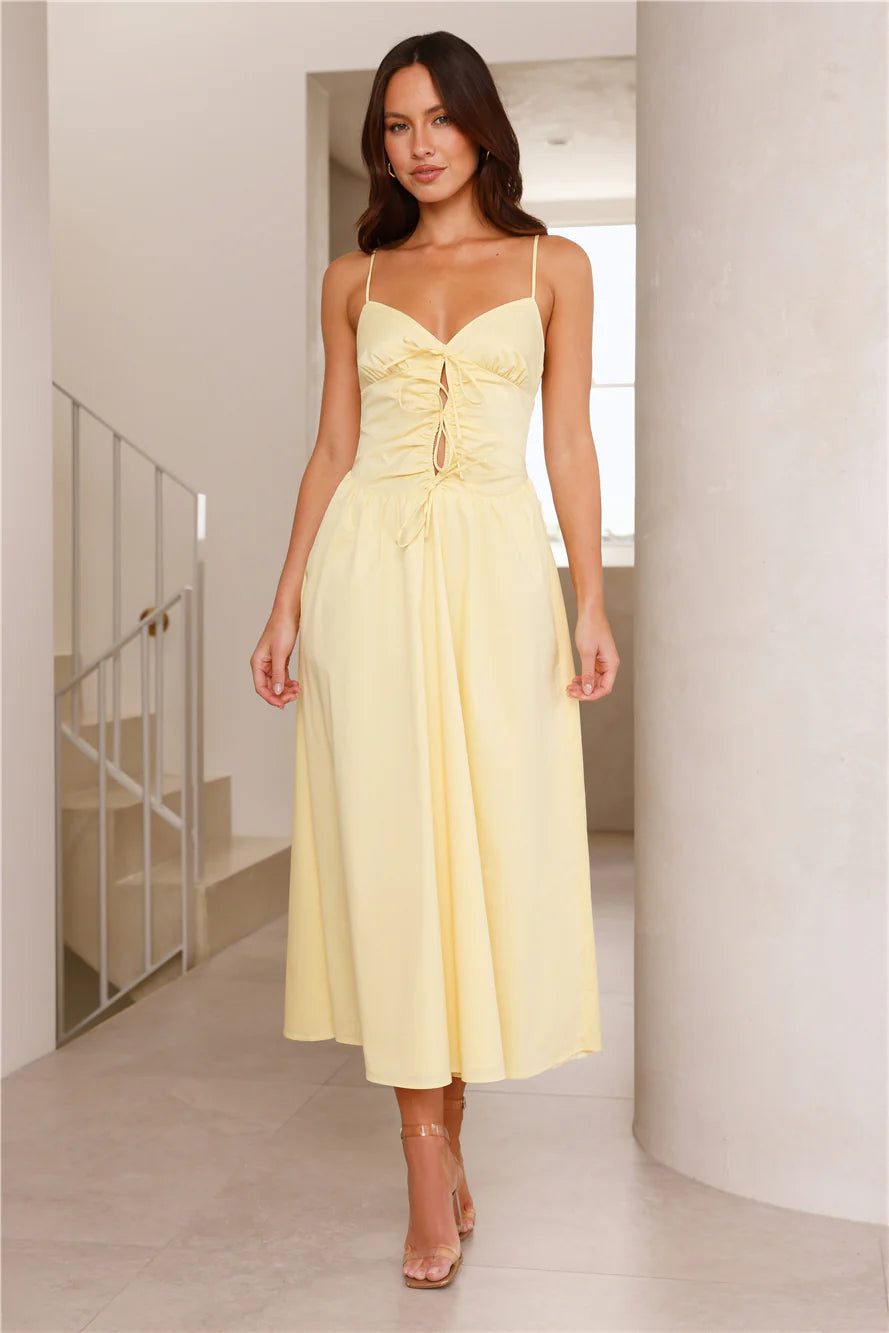 Beachside Joys Midi Dress Yellow