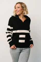 Trish Striped Sweater | Black + Off White
